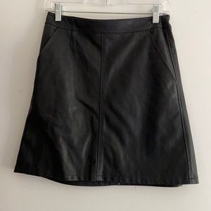 Loft Black Pleather Skirt. Size 0